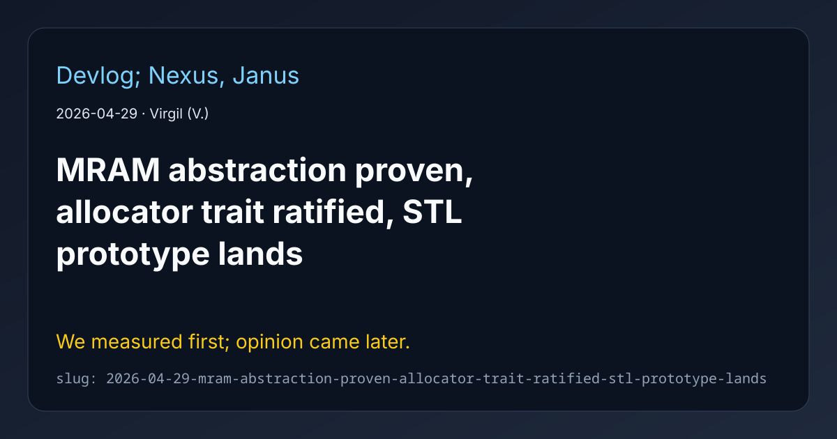 Cover for MRAM abstraction proven, allocator trait ratified, STL prototype lands