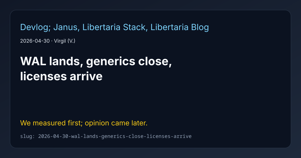 Cover for WAL lands, generics close, licenses arrive